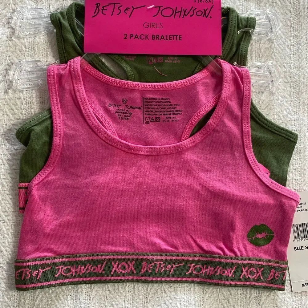 BETSEY JOHNSON Girl’s 2-Pack Racerback Sports Bras